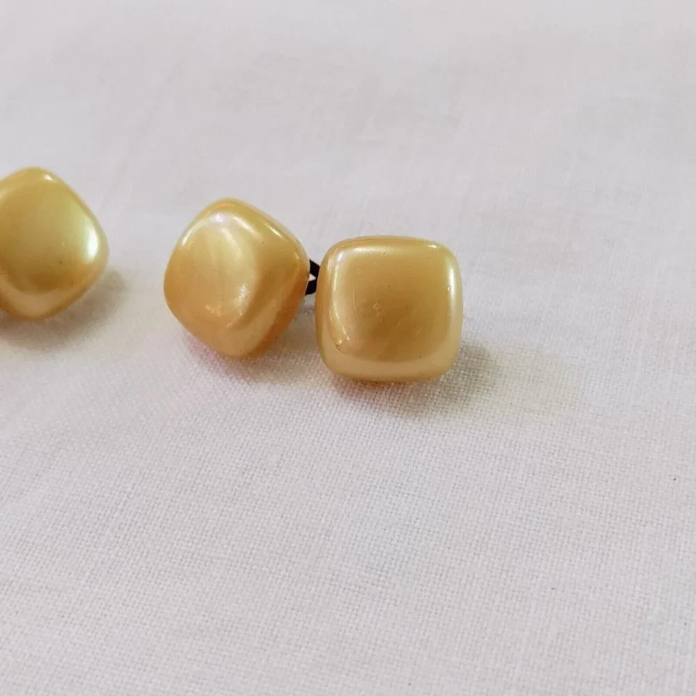 4/$20 Vintage Square Plastic Yellow Double Sided Cufflinks